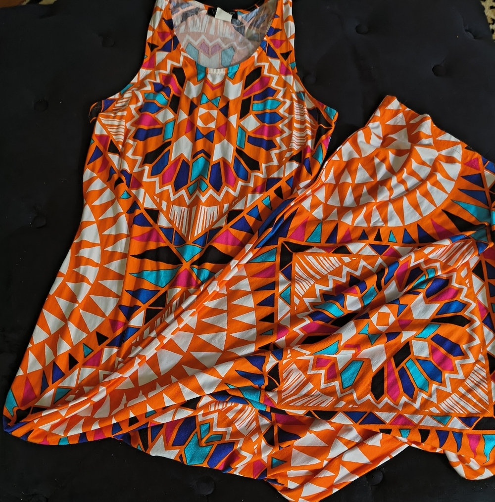 Venus Orange Geo-Print Sleeveless Women's Tank Top